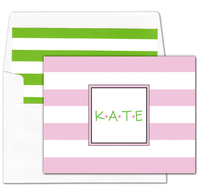 Pink Stripe Foldover Note Cards