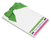 Green and Pink Stripe Bow Notepads