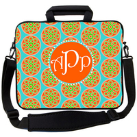 Orange and Turquoise Prep Laptop Bag