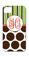 Chocolate Dots and Lime Stripes iPhone Hard Case
