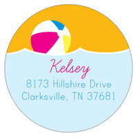 Beach Party Round Address Labels