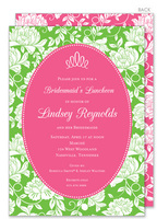 White Floral on Green & Hot Pink Invitations