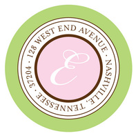 Green Border with Pink Round Address Labels