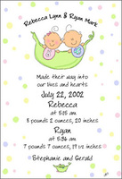 Girl Boy Peas in a Pod Note Card Announcements