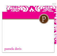 Hot Pink Damask Back Flat Note Cards