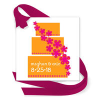 Wedding Cake Gift Tags with Attached Ribbon
