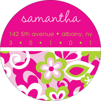Playful Pink Floral Round Address Labels