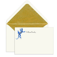 Elegant Note Cards with Engraved Blue Gecko