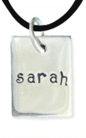 Hand Stamp Charm with Black Cord Necklace