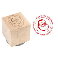 Joyful Santa Wood Block Rubber Stamp