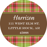 Warm Plaid Round Address Labels