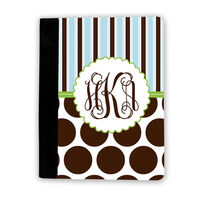 Chocolate Dots and Blue Stripes iPad Cover