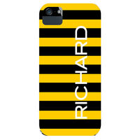 Black & Yellow Gold Rugby Stripe iPhone Hard Case