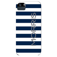 Dark Blue & White Rugby Stripe iPhone Hard Case