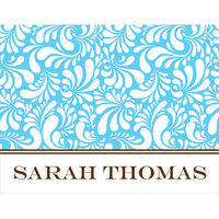 Bright Blue Paisley Foldover Note Cards