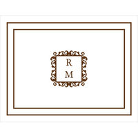 Decorative Brown Initials Foldover Note Cards