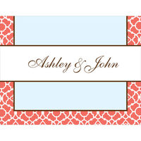 Coral and Blue Foldover Note Cards