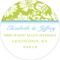 Lime and Blue Floral Round Address Labels