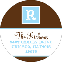 Blue and Brown Initial Round Address Labels