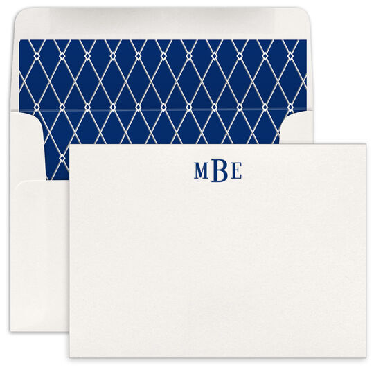 Personalized Block Monogram Letterpress Flat Note Cards