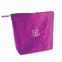 Silk Solid Embroidered Initial Lingerie Bag