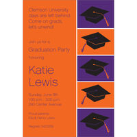 Purple and Orange Graduation Caps Invitations