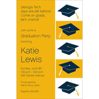 Gold Graduation Caps Invitations