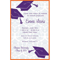 Orange and Purple Graduation Flair Invitations