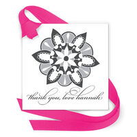 Black and White Blossom Gift Tags with Attached Ribbon
