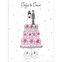 Wedding Cake Vertical Customized Foldover Thank You Note Card