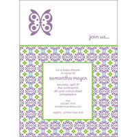 Purple Butterfly Pattern Baby Shower Invitations