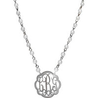 Pewter Monogram on Pearl Necklace