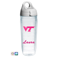 Virginia Tech University Personalized Neon Pink Water Bottle