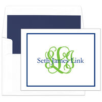 Green and Blue Border Foldover Note Cards