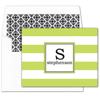 Lime Stripe Foldover Note Cards