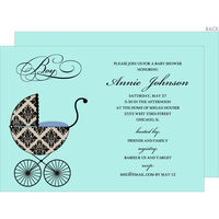 Blue Fancy Carriage Baby Shower Invitations