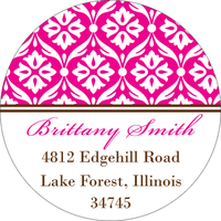 Pink Toile Round Address Labels