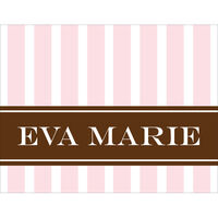Pink & Brown Classic Stripes Foldover Note Cards
