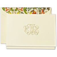 Script Monogram Lightweight Folded Note Cards - Hand Engraved