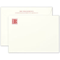 Boxed Initials Large Flat Correspondence Cards - Hand Engraved