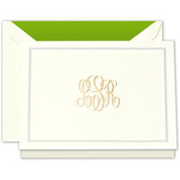 Hand Engraved Monogram with Frame Lightweight Folded Note Cards