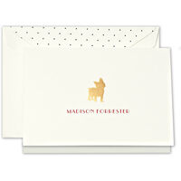 Hand Engraved Folded Note Cards with Terrier Dog Design