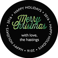 Green Merry Christmas Round Gift Stickers