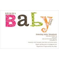 Pink Colorful Wordplay Baby Shower Invitations