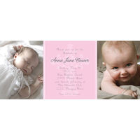 Pink Scrolled Cross Photo Baptism Invitations