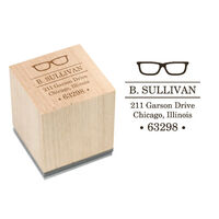 Eyeglasses Wood Block Rubber Stamp