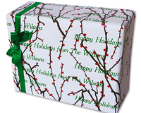 Holly Branches Personalized Gift Wrap