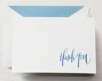 Newport Blue Boxed Thank You Folded Note Cards - Hand Engraved