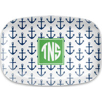 Navy Anchors Melamine Platter