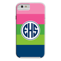 Bold Stripe Pink, Green and Navy iPhone Hard Case